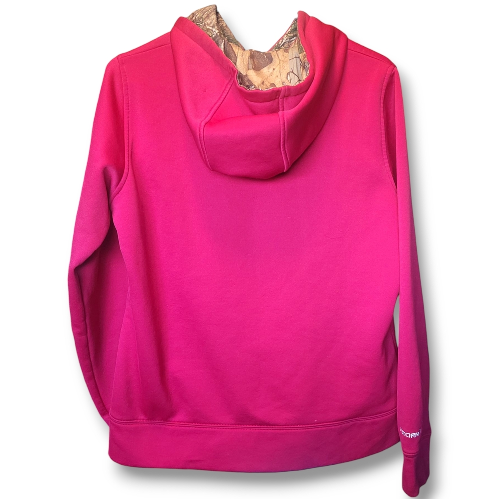UNDER ARMOUR - Womans Pink Hoodie With Green Camouflage Detailing Size Medium - Picture 4 of 8